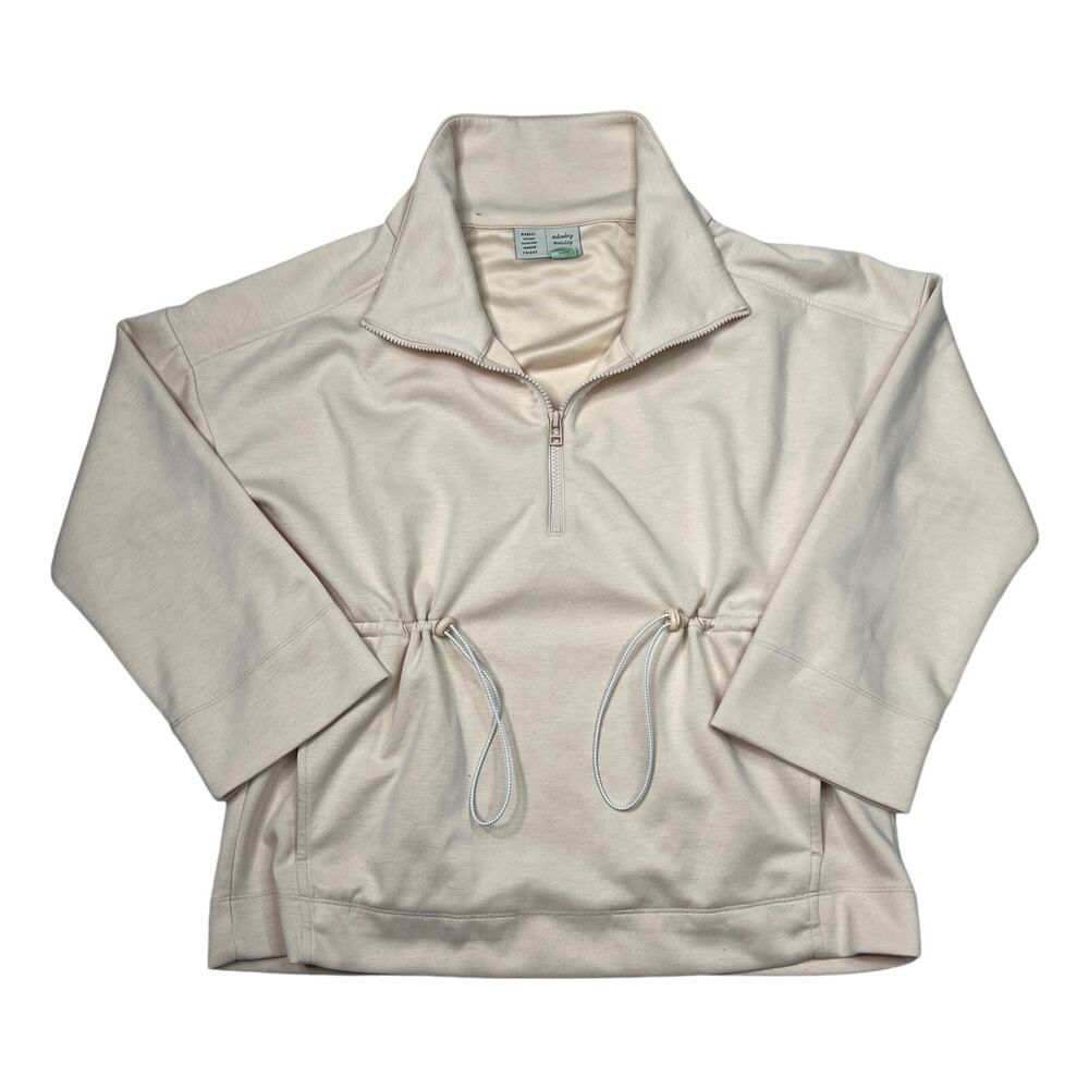 Saturday/Sunday Anthro 1/4 Zip Cinch Waist Pullover Sweatshirt FLAW Pink Small